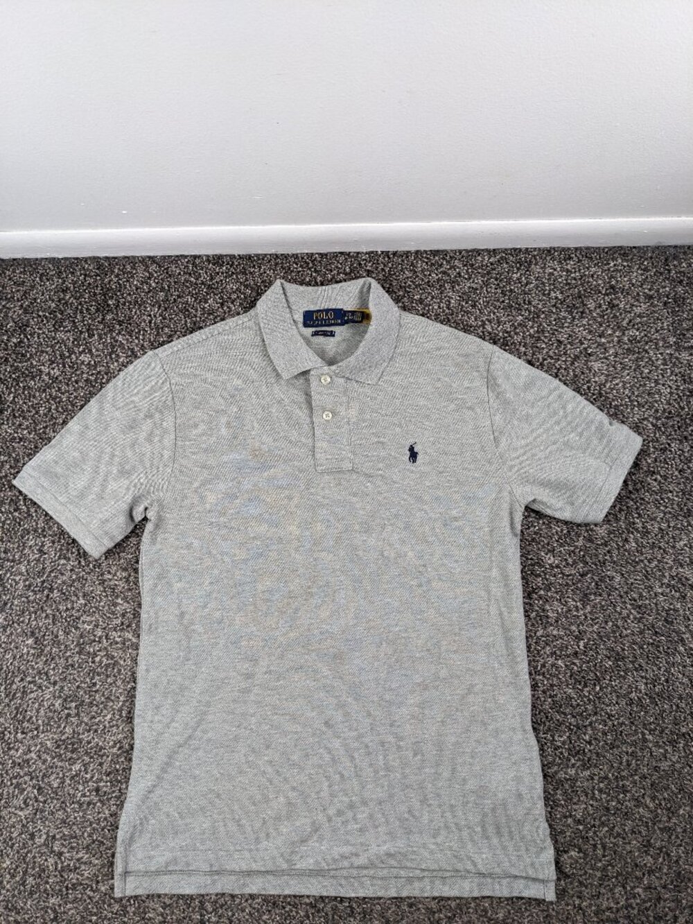 NWT Ralph Lauren Polo Shirt Youth Boys L (14-16) Gray Pique Short Sleeve Pony
